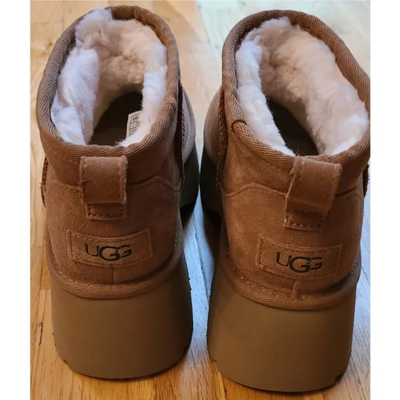 🆕️ UGG The Classic Ultra Mini New Heights Boot Size 8 Chesnut - Picture 7 of 16